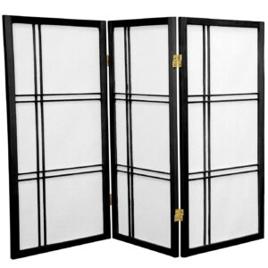 Red Lantern 3 ft. Short Double Cross Shoji Screen - Black - 3 Panels