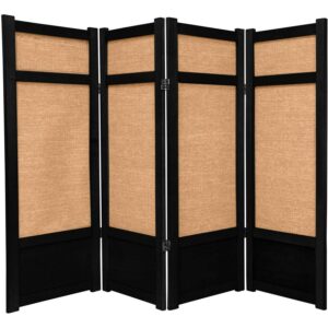 Red Lantern 4 ft. Short Low Jute Shoji Screen - 4 Panel - Black
