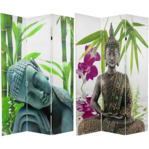 Oriental Furniture 6 ft. Tall Serenity Buddha Room Divider - 3 Panel
