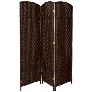 Red Lantern 6 ft. Tall Diamond Weave Fiber Room Divider - Dark Mocha - 3 Panel