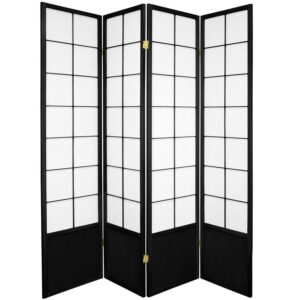 Oriental Furniture 6 ft. Tall Zen Shoji Screen - Black - 4 Panel