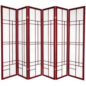 Red Lantern 6 ft. Tall Eudes Shoji Screen - Rosewood - 6 Panels