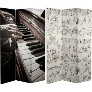 Oriental Furniture 6 ft. Tall Double Sided Music Canvas Room Divider - 3 Panel