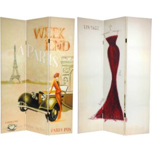 Oriental Furniture 6 ft. Tall Vintage Paris Canvas Room Divider - 3 Panel