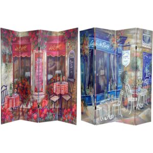Oriental Furniture 6 ft. Tall Parisian Cafe Canvas Room Divider - 4 Panel