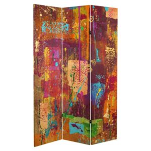 Red Lantern 6 ft. Tall India Double Sided Canvas Room Divider