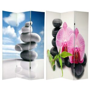 Oriental Furniture 6 ft. Tall Double Sided Zen Room Divider - 3 Panel