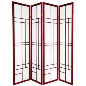 Red Lantern 6 ft. Tall Eudes Shoji Screen - Rosewood - 4 Panels