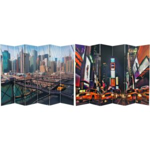 Oriental Furniture 6 ft. Tall Double Sided NY Taxi Room Divider - 3 Panel
