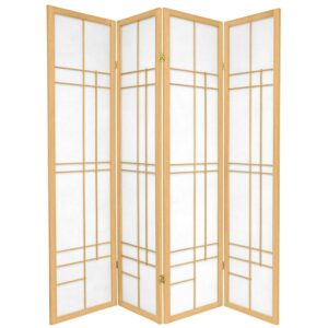 Red Lantern 6 ft. Tall Eudes Shoji Screen - Natural - 4 Panels