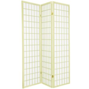 Red Lantern 6 ft. Tall Window Pane Shoji Screen - Ivory - 3 Panels