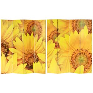 Oriental Furniture 6 ft. Tall Sunflowers Canvas Room Divider - 4 Panel