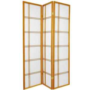 Red Lantern 6 ft. Tall Double Cross Shoji Screen - Honey - 3 Panels