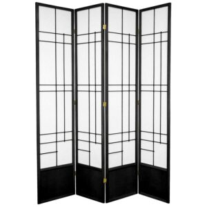 Red Lantern 7 ft. Tall Eudes Shoji Screen - Black - 4 Panels