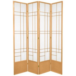 Red Lantern 7 ft. Tall Eudes Shoji Screen - Natural - 4 Panels