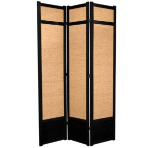 Red Lantern 7 ft. Tall Jute Shoji Screen - 3 Panel - Black