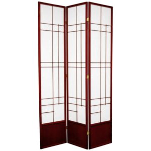 Red Lantern 7 ft. Tall Eudes Shoji Screen - Rosewood - 3 Panels