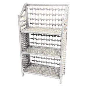 Oriental Furniture Natural Fiber Shelving Unit, 3 Shelf, white color