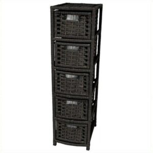 Oriental Furniture Natural Fiber Occasional Chest, 5 Drawer