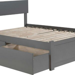 Orlando Platform Bed with Flat Panel Foot Board and 2 Urban Bed Drawers, Multiple Colors, Multiple Sizes