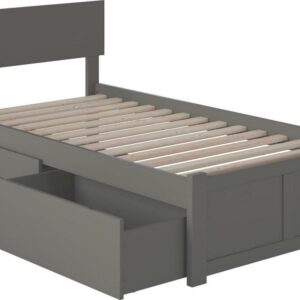 Orlando Platform Bed with Flat Panel Foot Board and 2 Urban Bed Drawers, Multiple Colors, Multiple Sizes