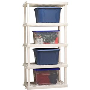 Oskar Plastic Shelving Unit Storage Shelf 5-Tier 74"H x 36"W x 18"D White 750 lb Capacity