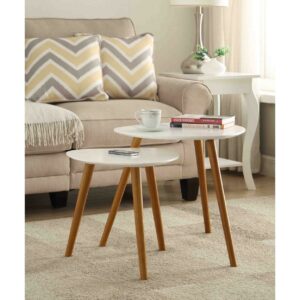 Convenience Concepts Oslo Nesting End Tables, White/Natural