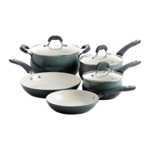 Oster Wright Park 8-Piece Gradient Grey Aluminum Non-Stick Belly Shape with Ceramic Interior Cookware Set