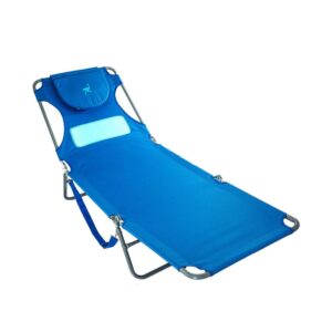 Ostrich Comfort Adjustable Face Down Beach Lounger, w/Adjustable Pillow, Blue