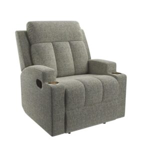 Ottomanson Prada Polyester Manual Recliner Chair with Cupholders and Footrest, Gray