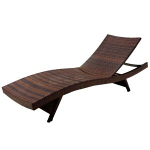 Outdoor Brown Wicker Adjustable Chaise Lounge Chair (Set of 2)