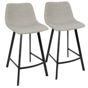 Outlaw Industrial Counter Stool In Black With Grey Faux Leather - Set Of 2
