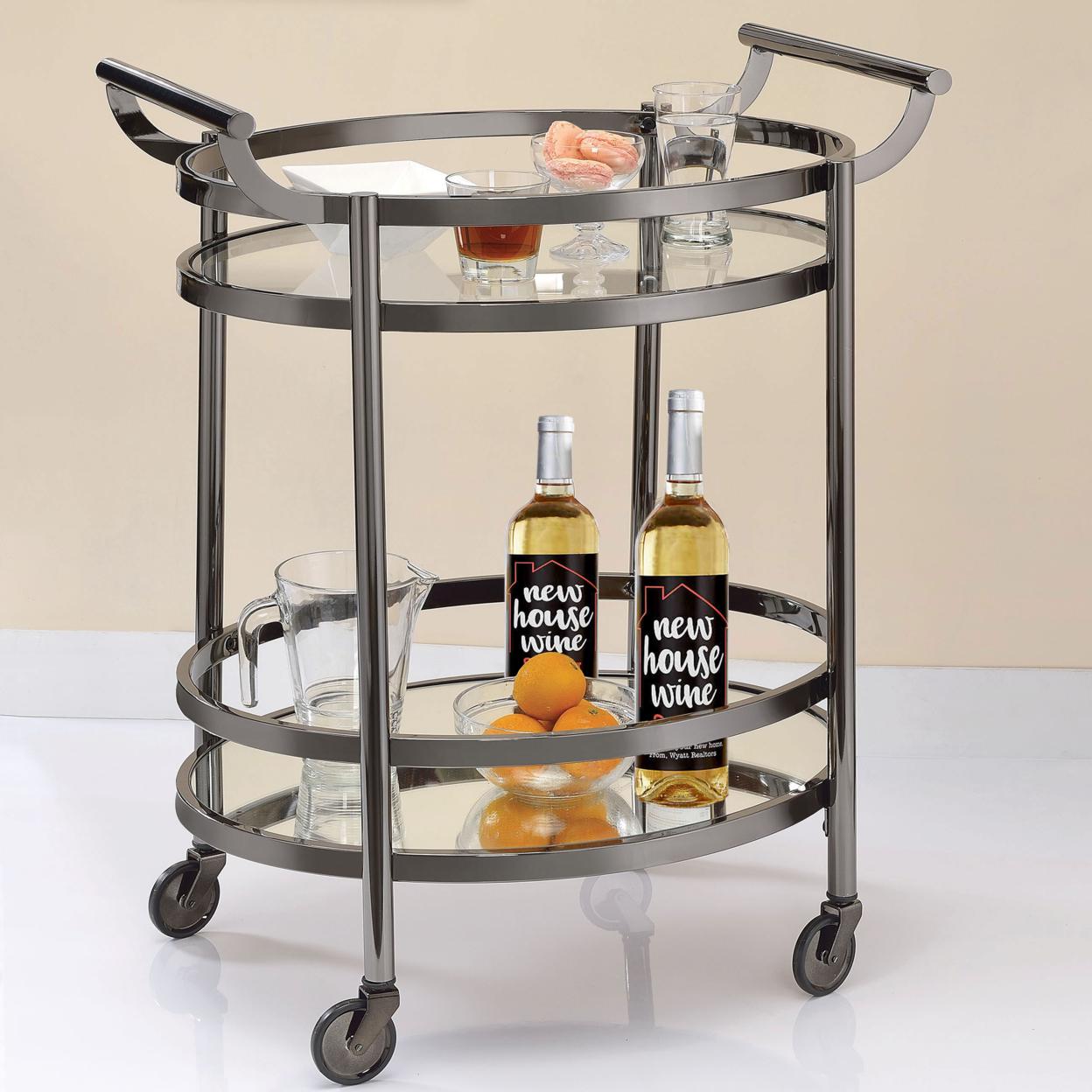 ACME Lakelyn Serving Cart in Clear Glass and Black Nickel - Image 6