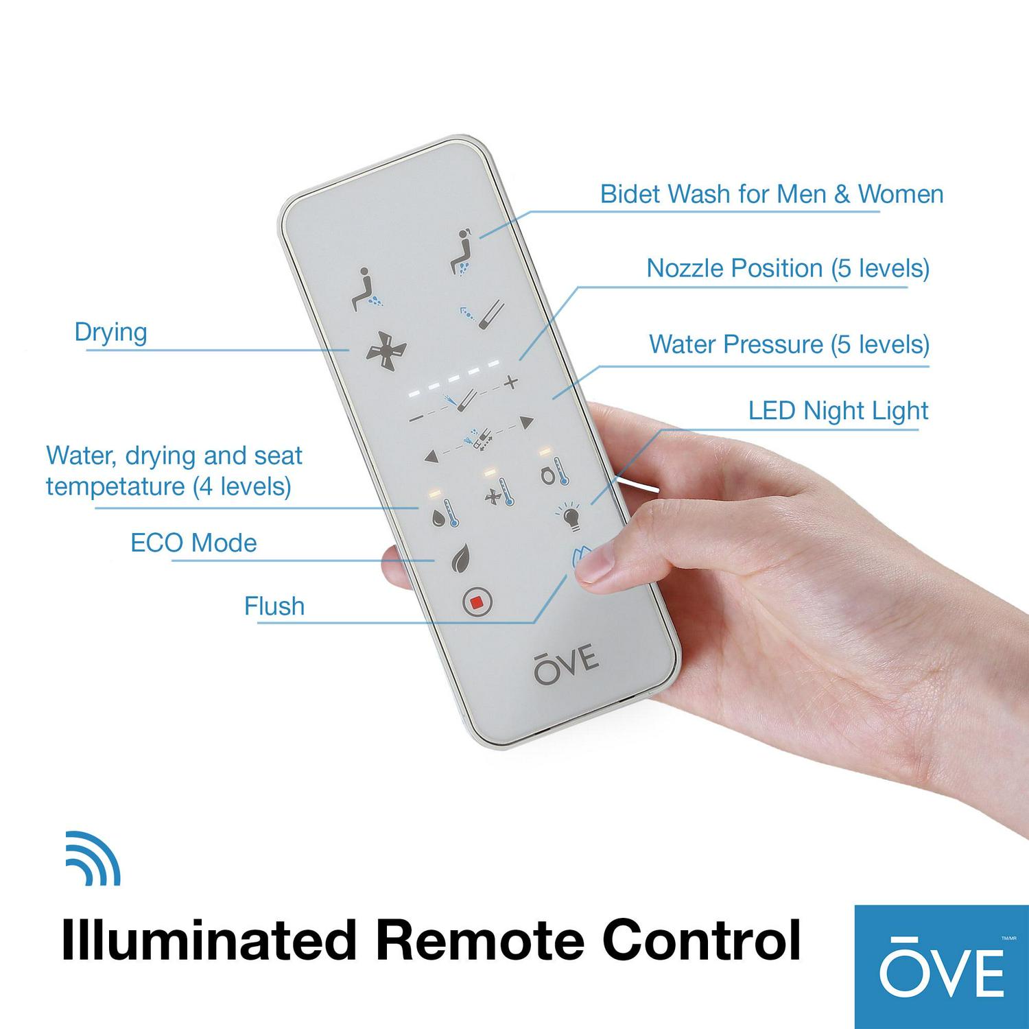 Ove Decors Calero Electric Bidet Elongated Toilet Seat, White - Image 10