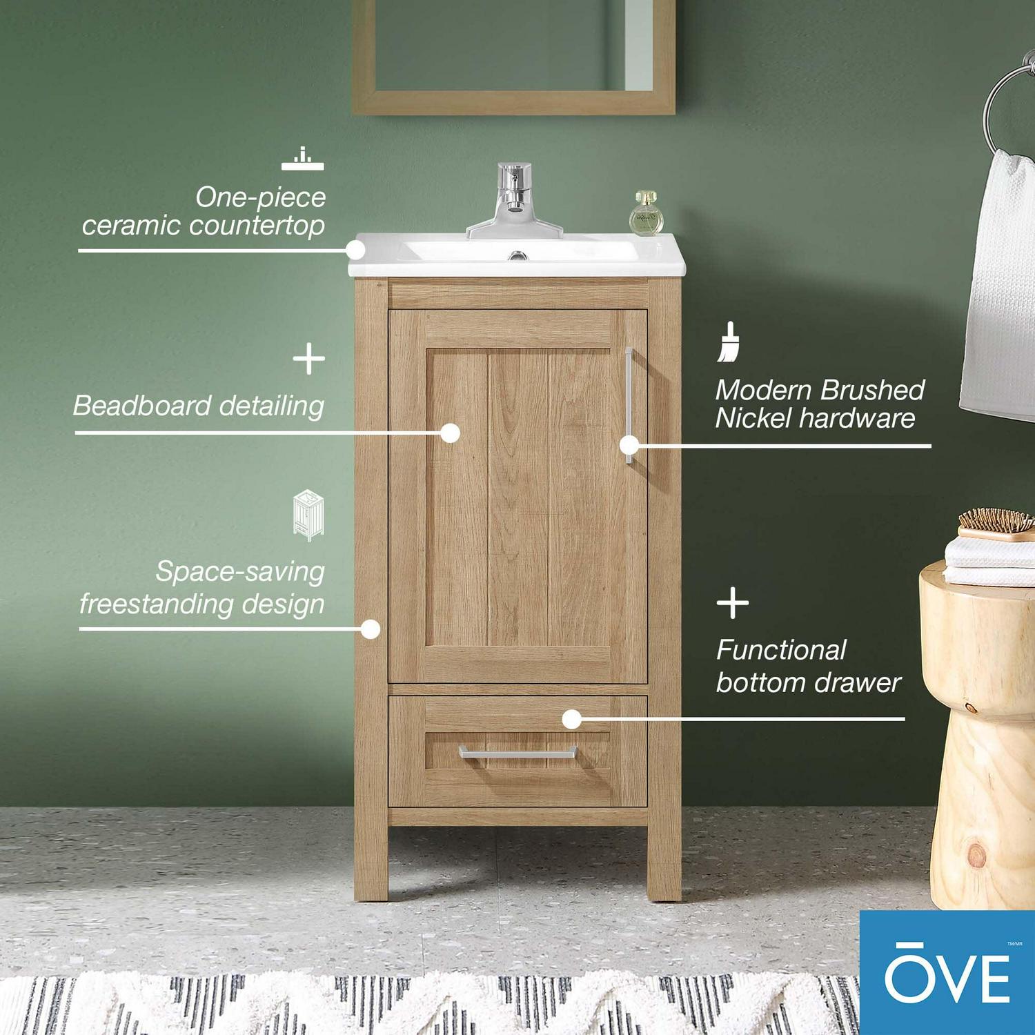 Ove Decors Kansas 18 W x 16" D Freestanding Bathroom Vanity with Sink, Pure White - Image 11