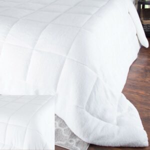 Trademark 64-23-K 1 x 92 x 106 in. Bluestone Oversized Reversible Down Alt Comforter with Sherpa - King