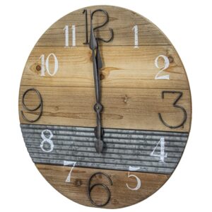 Oversized Wood & Metal Farmhouse Wall Clock