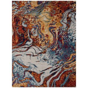 Ox Bay Eclipse 7'9" x 9'6" Rainbow Abstract Performance Indoor Area Rug