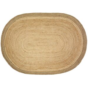 Ox Bay Cora 7' x 9' Natural/Gray Braided Jute Oval Indoor Area Rug
