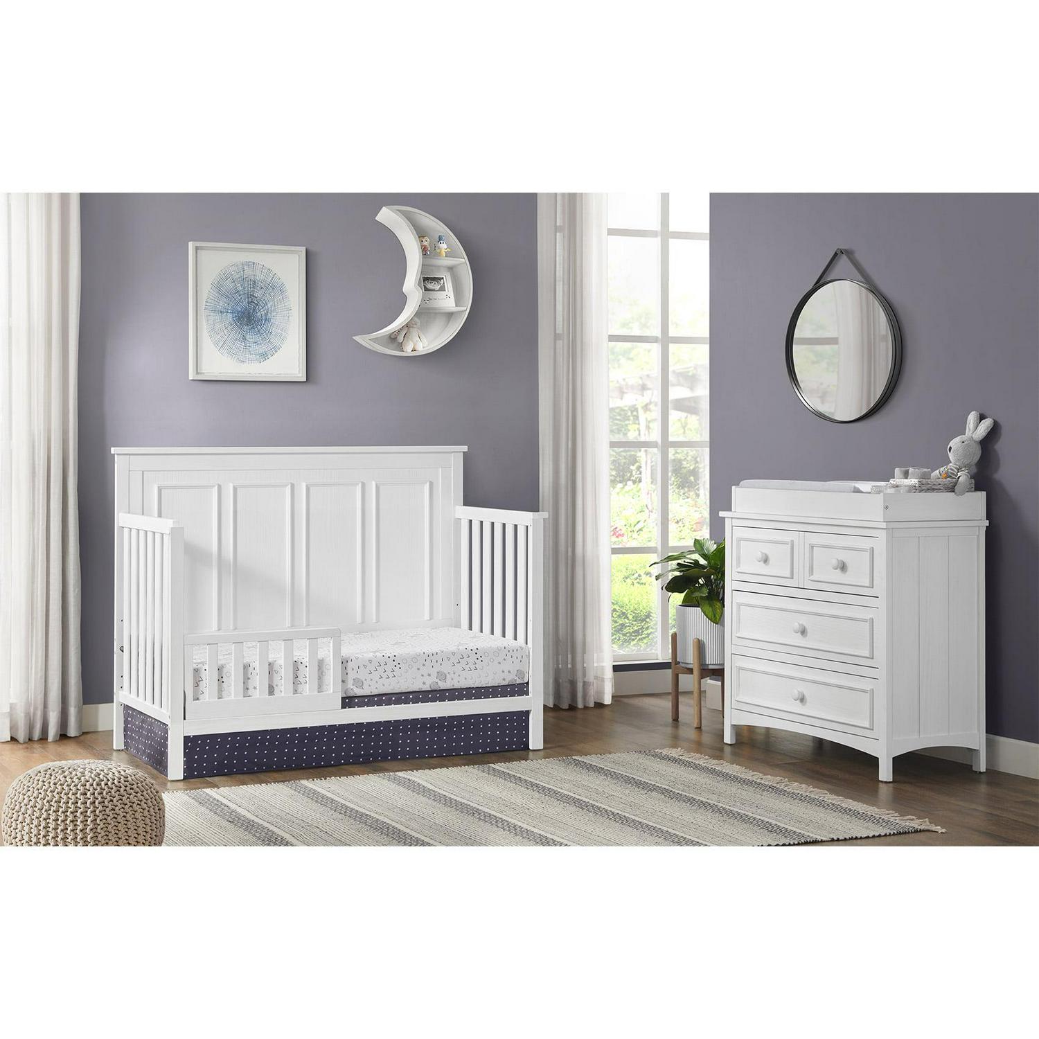 Oxford Baby Farmington 4-in-1 Convertible Crib, Rustic White, Wooden Crib - Image 10