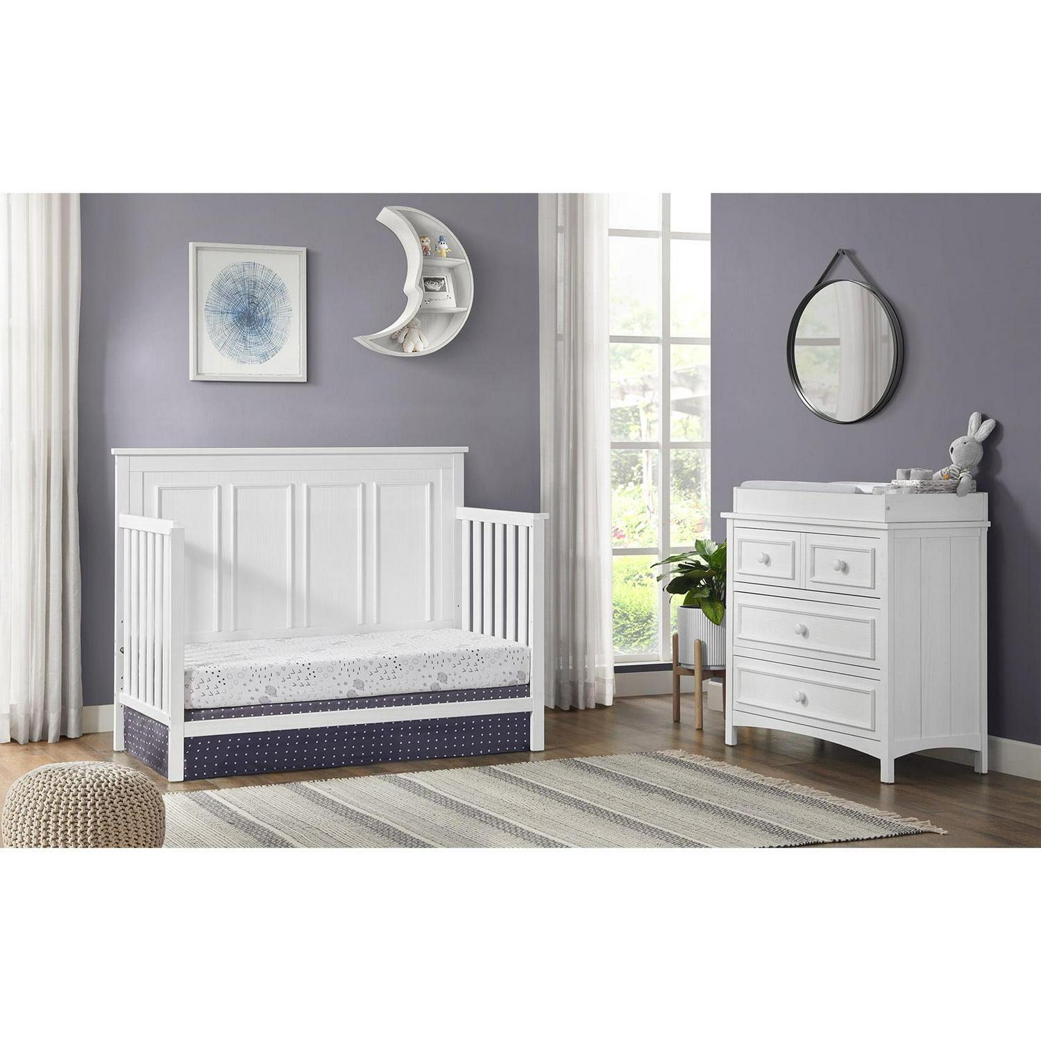 Oxford Baby Farmington 4-in-1 Convertible Crib, Rustic White, Wooden Crib - Image 11