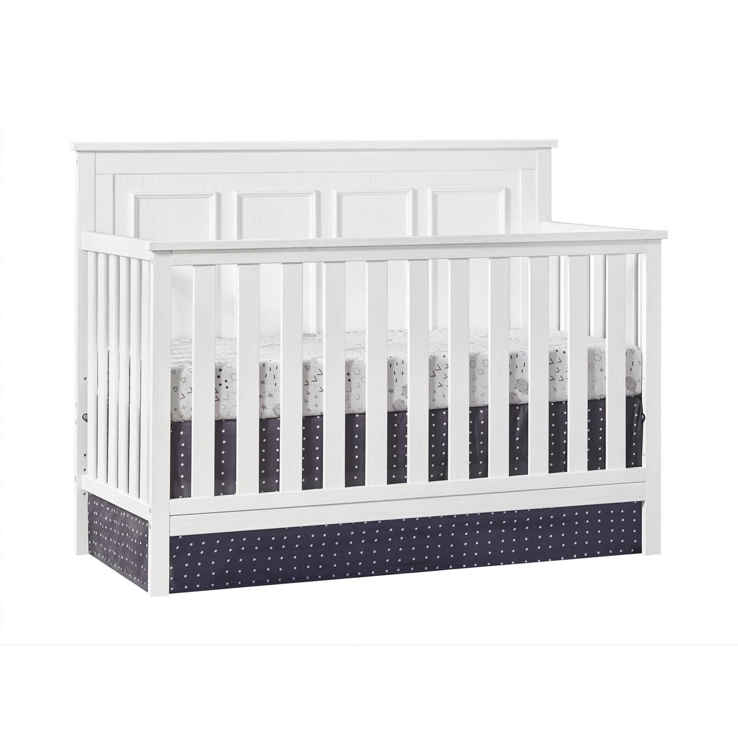 Oxford Baby Farmington 4-in-1 Convertible Crib, Rustic White, Wooden Crib