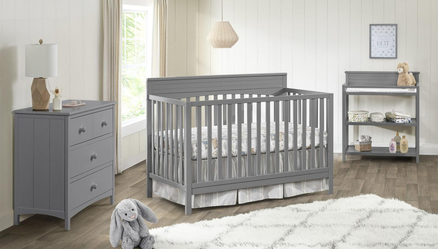 Oxford Baby Harper 4-in-1 Convertible Crib, Dove Gray, GREENGUARD Gold Certified, Wooden Crib - Image 2