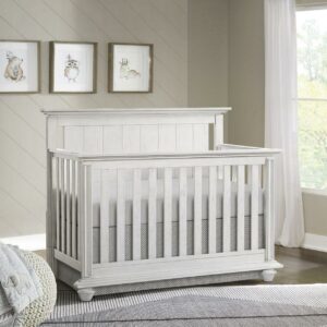 Oxford Baby Langston 4-in-1 Convertible Crib, Weathered White, Wooden Crib