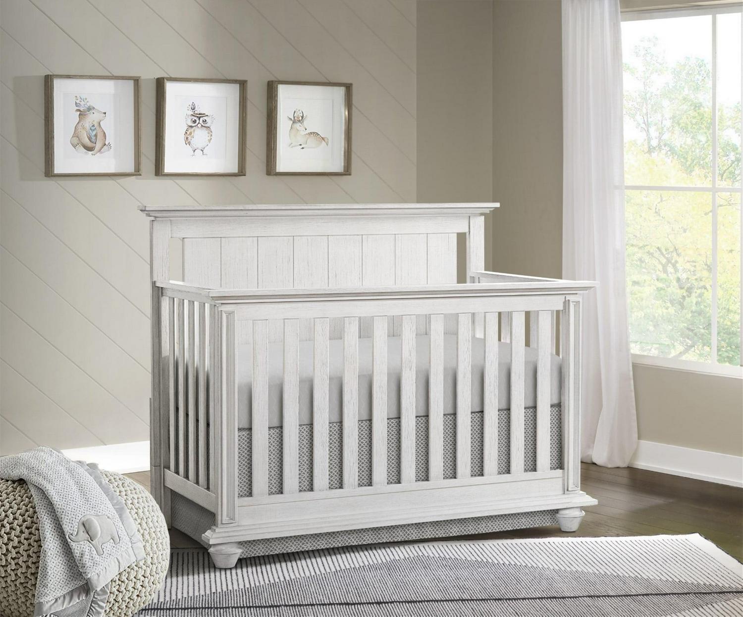 Oxford Baby Langston 4-in-1 Convertible Crib, Weathered White, Wooden Crib