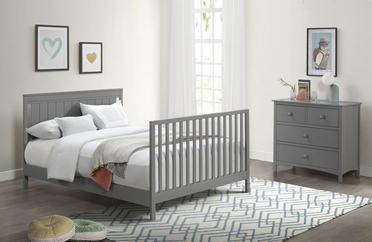 Oxford Baby Lazio 4-in-1 Convertible Crib, Dove Gray, GREENGUARD Gold Certified, Wooden Crib - Image 10