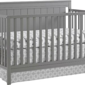 Oxford Baby Lazio 4-in-1 Convertible Crib, Dove Gray, GREENGUARD Gold Certified, Wooden Crib