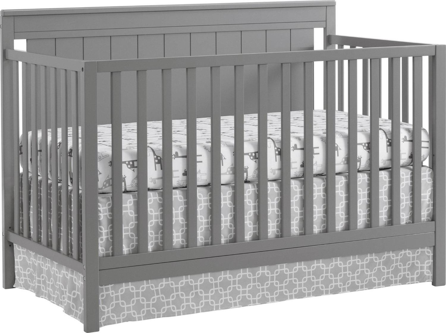 Oxford Baby Lazio 4-in-1 Convertible Crib, Dove Gray, GREENGUARD Gold Certified, Wooden Crib
