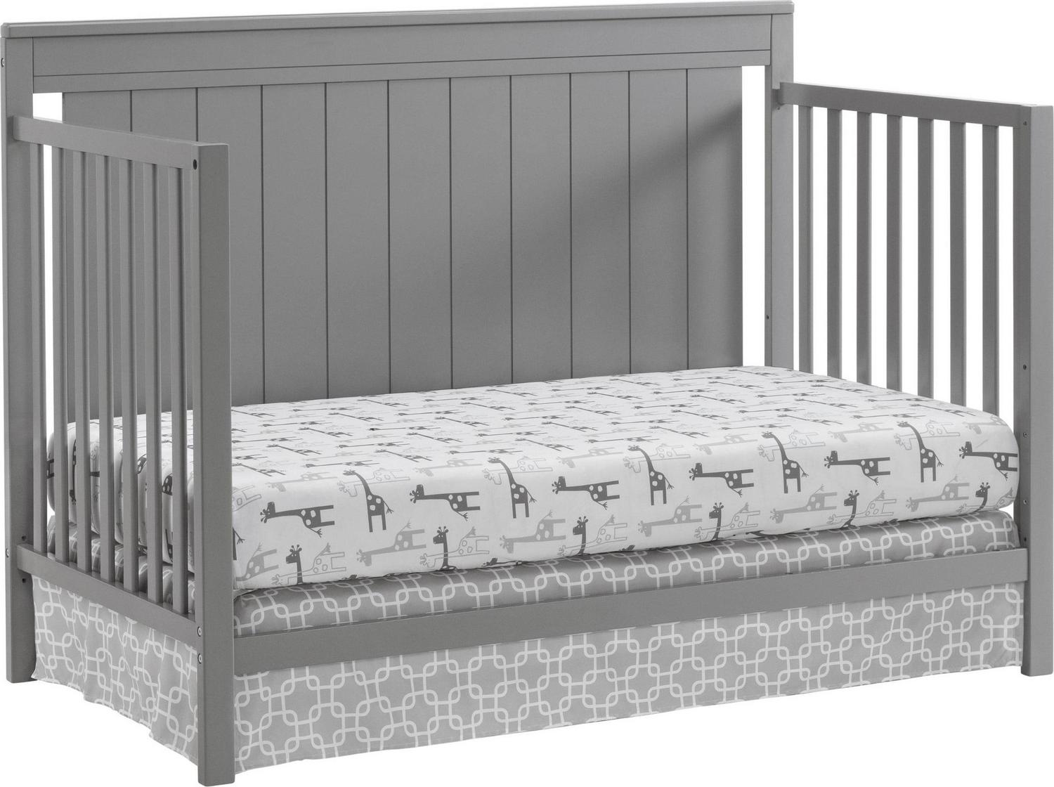 Oxford Baby Lazio 4-in-1 Convertible Crib, Dove Gray, GREENGUARD Gold Certified, Wooden Crib - Image 3