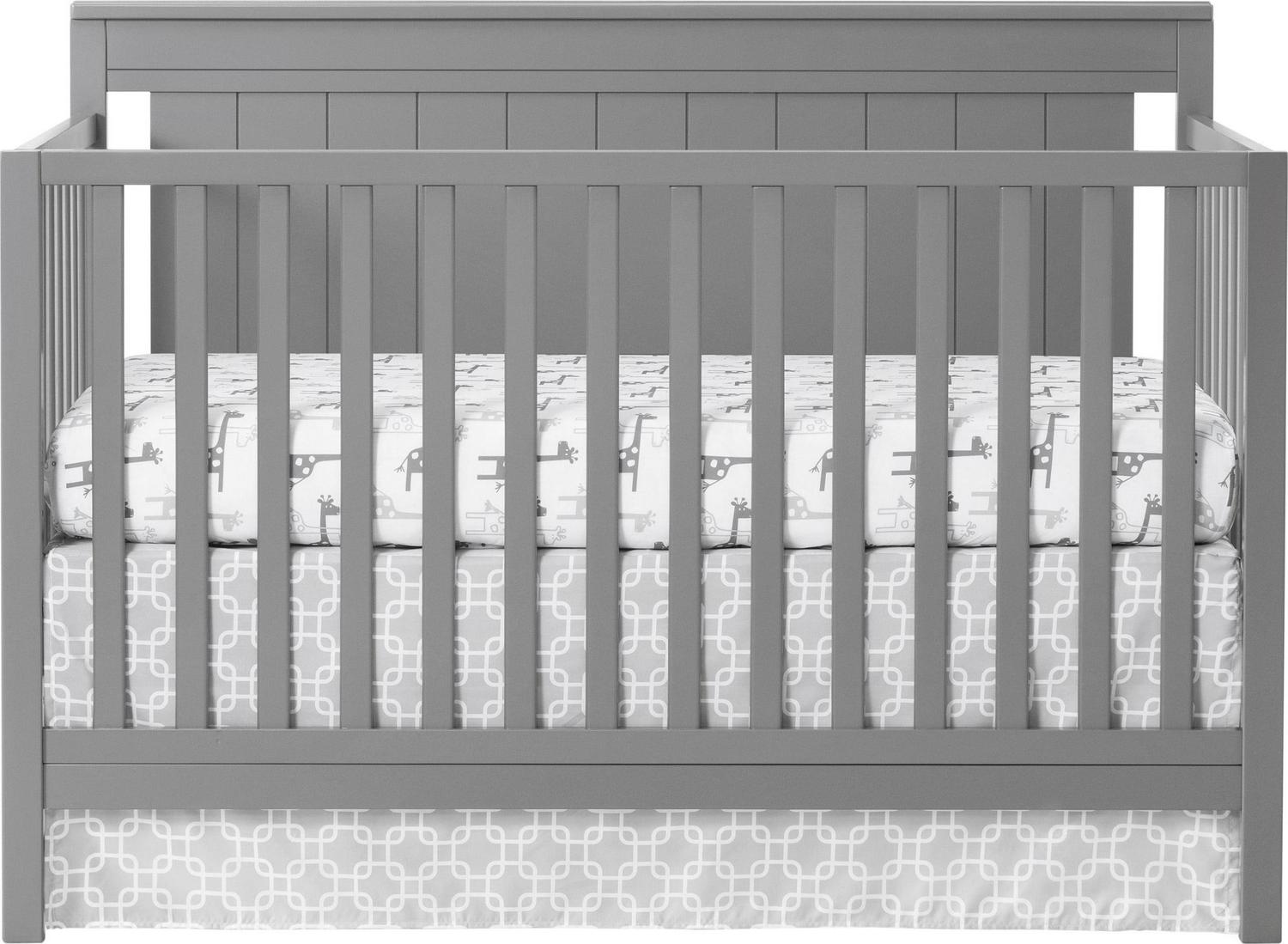 Oxford Baby Lazio 4-in-1 Convertible Crib, Dove Gray, GREENGUARD Gold Certified, Wooden Crib - Image 5